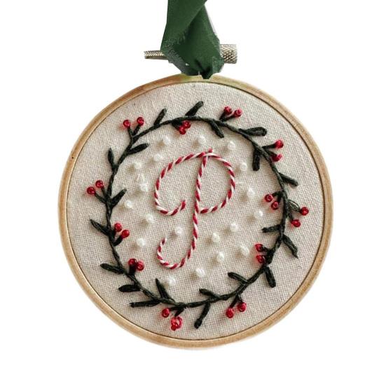 Yousheng DIY Embroidered Christmas Ornament Embroidered Initial Crafting Kit Mini Christmas Embroidery Kit for Beginners Xmas Tree Decor