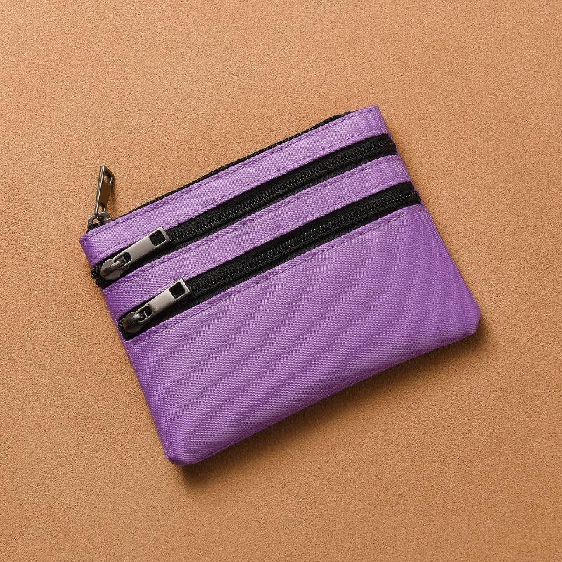 Wickeltasche Herren Damen Schlüsseltasche Dreischichtiger Reißverschluss Stoff-Aufbewahrungstasche Einfache Studenten Mini Canvas Geldbörse