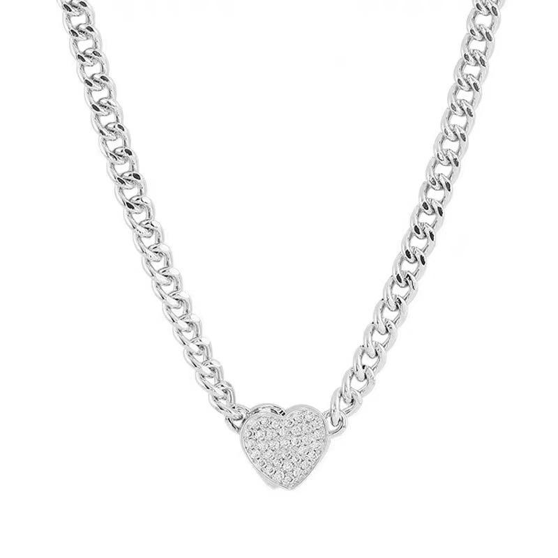 

Internet celebrity sweet cool magnetic flash diamond love necklace female ins design sense versatile collarbone chain jewelry female