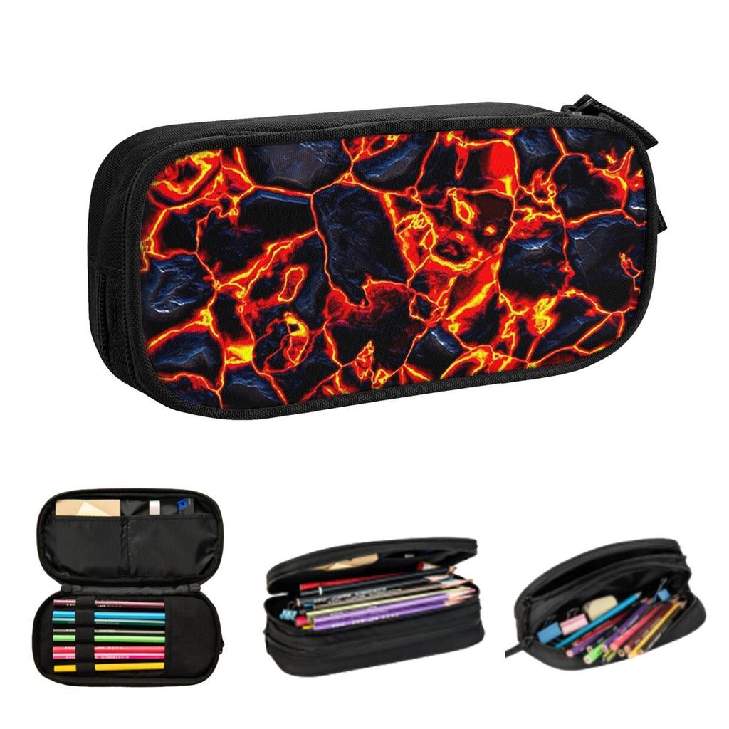 Magma Volcano Lava Fire Pencil Cases for Student Gifts Pen Box Pencil Bag Large Storage Pencil Pouch