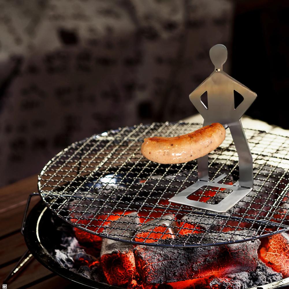 1-3PC Funny Sausage Rack BBQ Standing Man Cookers Basket Wind Rack BBQ Fork for Camping Outdoor Picnic Kitchen Grill Accessories