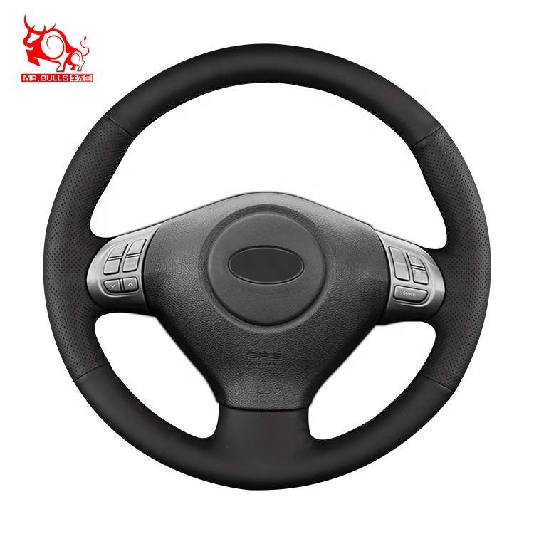 Car Steering Wheel Cover Amazons Customized Best Sellers Genuine Leather Color 1 Pcs for Subaru Forester 3-spoke Wheel MR.BULLS