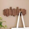 Solid Wood Coat Rack with Piano Key Hooks – Adhesive, No-Punch Design for Wall or Door