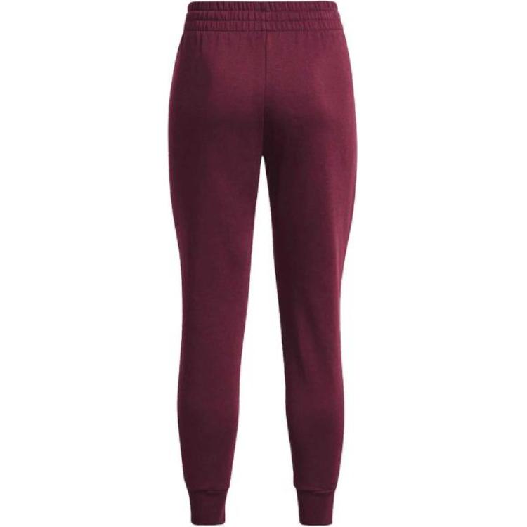 Under Armour Solid Color Lace-Up Logo Tapered Knit Sports Pants Women pants Burgundy 1379438-600