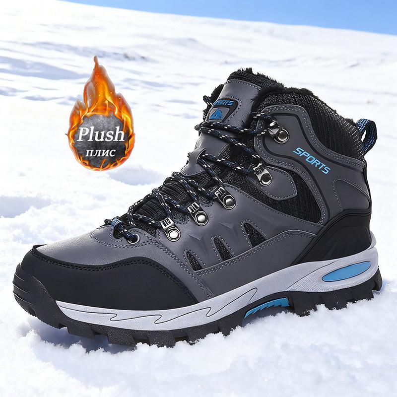 Large Size Outdoor Hiking Boots New Men Women Non Slip Lace Up Climbing Winter Black Warm Fur Sneakers Size Trekking Hiking Shoe