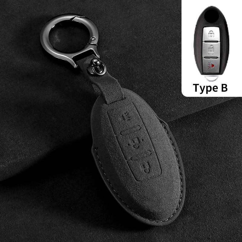 Suede Car Key Case Cover Fit For Q50 Q60 Q70 Qx50 Qx60 Qx70 G25 Fx Jx35 Fx25 Fx35 Ex37 Non-Oem Key Fob Protector