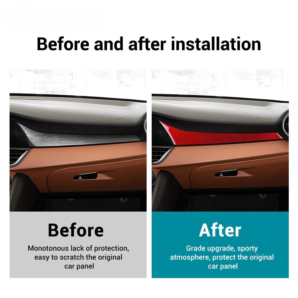 Carbon Fiber Modified For Alfa Romeo Giulia 15-25 Car Center Console Dashboard Co-pilot Panel Trim Stickers Interior Accessories