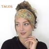 Women Elastic Headband Wide Design Floral Pattern Knotted Hair Band Non Slip Sweat Headband Yoga Running Sport Hair Accessories