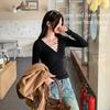 Women's Lace-up Deep V-neck Lyocell Tencel Wool Slimming Base Layer Top