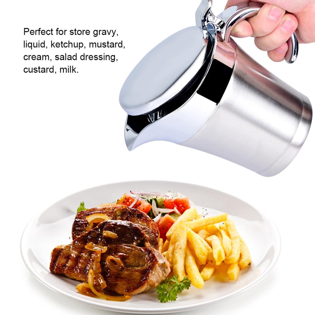 1PC Home Dining & Catering Essential 304 Stainless Steel Thermal Insulated Sauce Gravy Pot Serving Jug