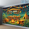 2D Flat Banner - Featuring Elements of Bonfire Guitar and Straw House Suitable for Both Indoor and Outdoor Party Decorations