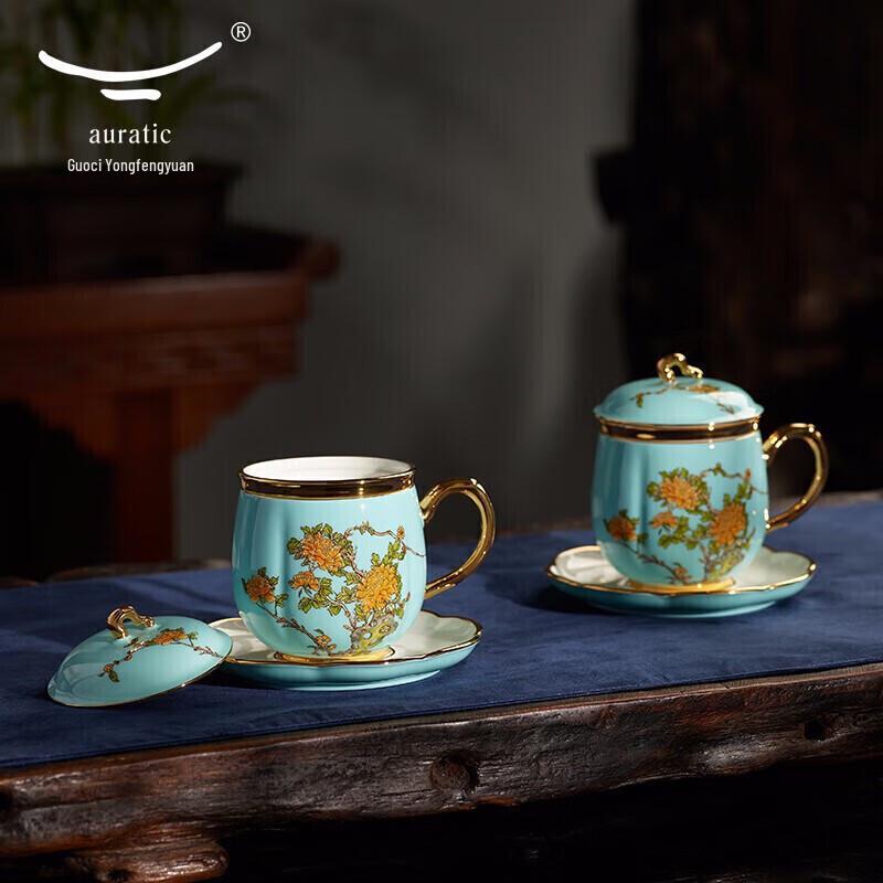 Yongfengyuan Auratic Madam Porcelain West Lake Blue 8-Piece Tea Set