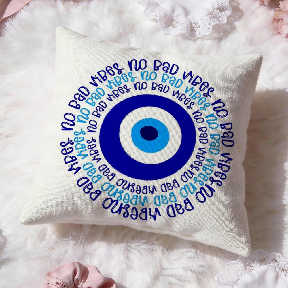 Art Evil Eye Symbol Cushion Cover Premium Comfort Reversible Pillow Cove -Two in One Design for Any Room & Car Interior
