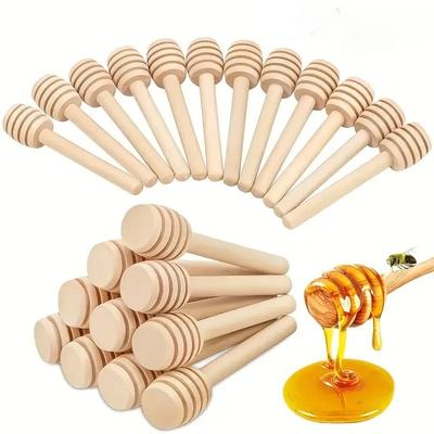 5Pcs/Lot 8cm Long Handle Wood Honey Stir Bar Practical Honey Mixing Stick Jar Spoon Supplies for Coffee Milk Tea Kitchen Tool
