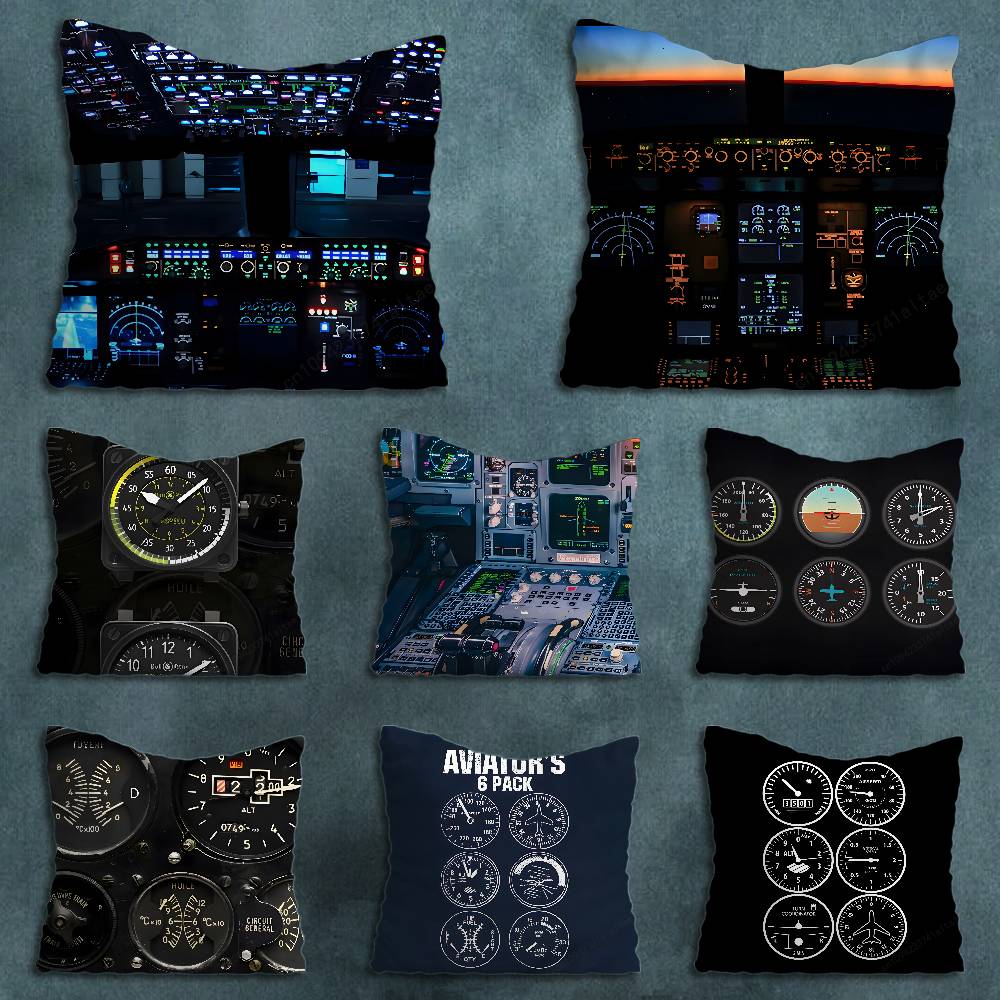 Aviation Cockpit Dashboard Throw Pillow Case Living Room Sofa Cushion Cover For Home Bedroom Decoration Protector