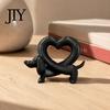 Romantic Anniversary Present 3D Printed Dachshund Heart Ornament, Creative Dog Statue, Cute Handmade Style Home Accessories Love Animal Figurine