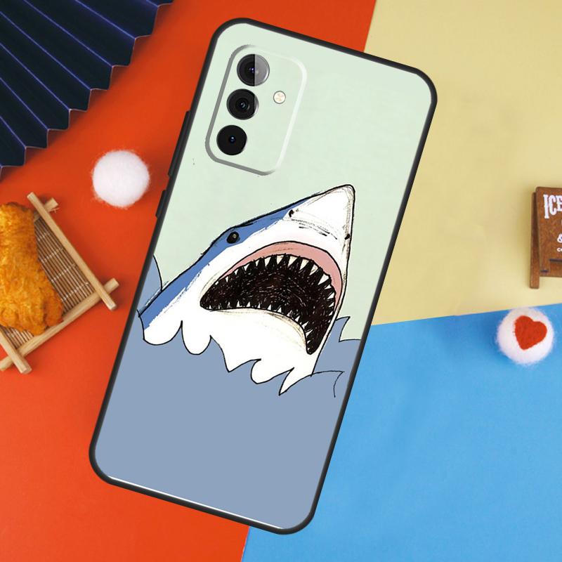 Cartoon Shark Case For Samsung Galaxy A16 A26 A36 A56 A17 A55 A35 A15 A52 A32 A12 A53 A33 A13 A14 A34 A54