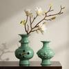 Ceramic Vase Chinese-style Retro Ceramic Bottle Flower Vase Relief Pot Handmade Flowerpot Home Decoration Accessories