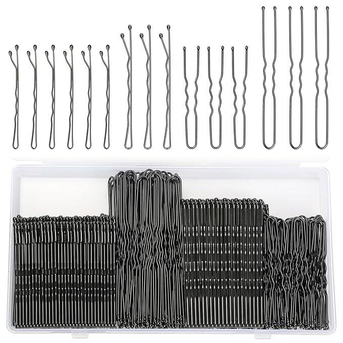 Hair Clip Set: Straight & U-Shaped Clips with Transparent Rubber Bands - Hot Selling Styling Accessories