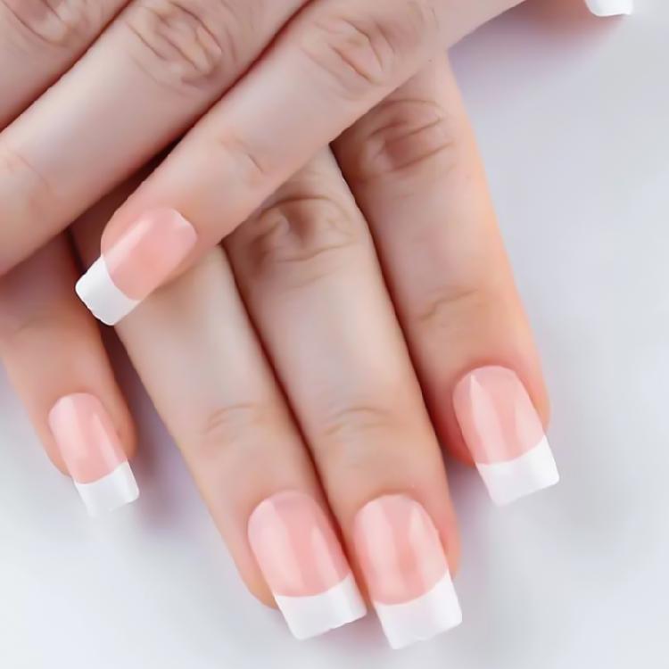120x/Box Full Cover Stick On Nails French Tip Press On Nails Coffin False Nails Manicures Suppliss