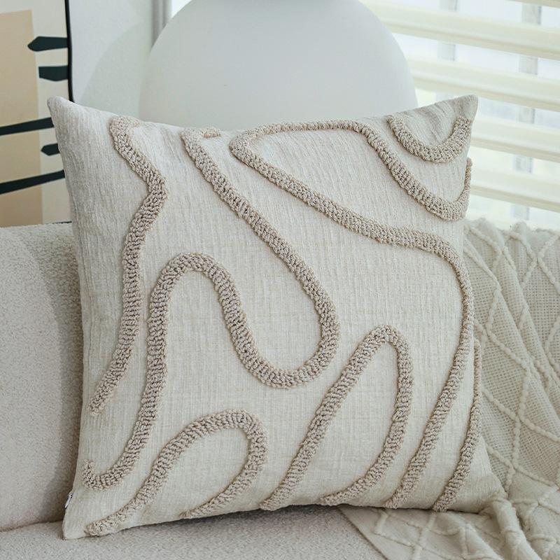 Cream Style Pillow, White Floral Pillow, Pillow Case, Sofa Decorative Pillow Case, Model Room Bay Window Cushion with Core