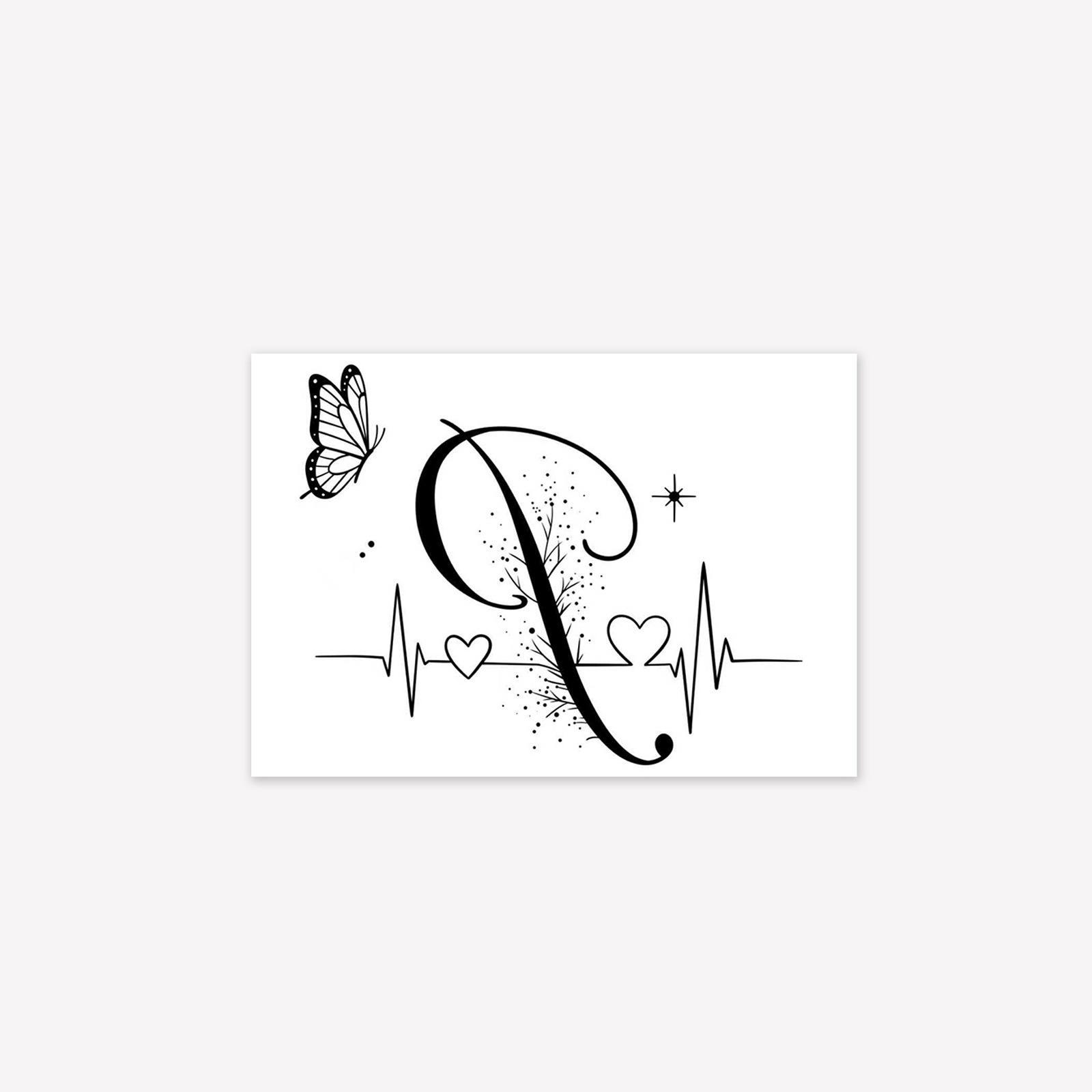Simple Small Fresh Love Butterfly Electrocardiogram Valentine S Day Couple Tattoo Sticker SKY-CX-2627