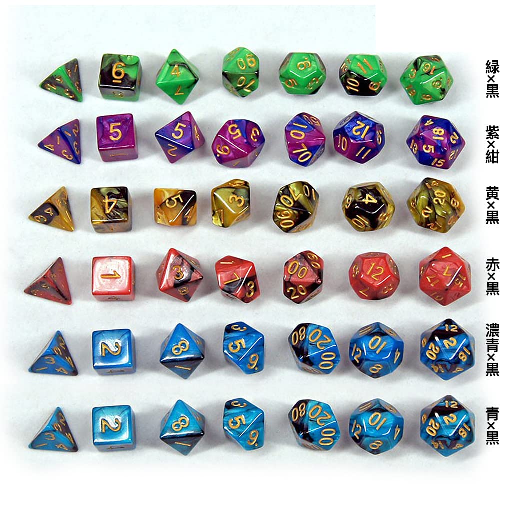 Polyhedral Dice 42 7 6 for Mythic Tabletop and Card Includes Storage Bag Set, Dice, Sizes, Acrylic, Colors, D20, D12, D10, D8, D6, D4, Role-Playing,