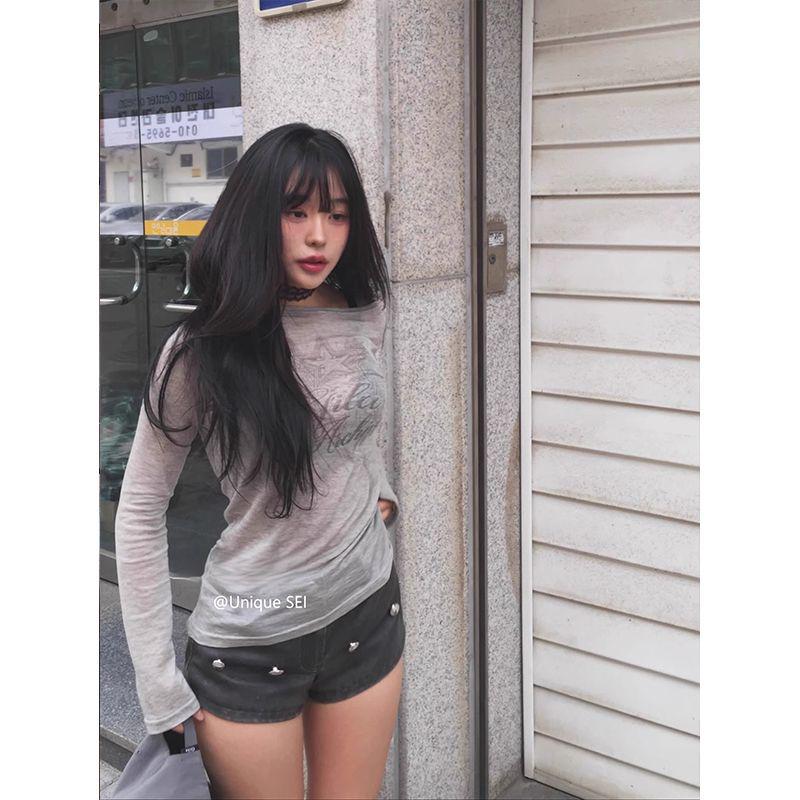 Slim Fit Off-Shoulder Long Sleeve Top - Versatile Base Layer for Spring & Autumn