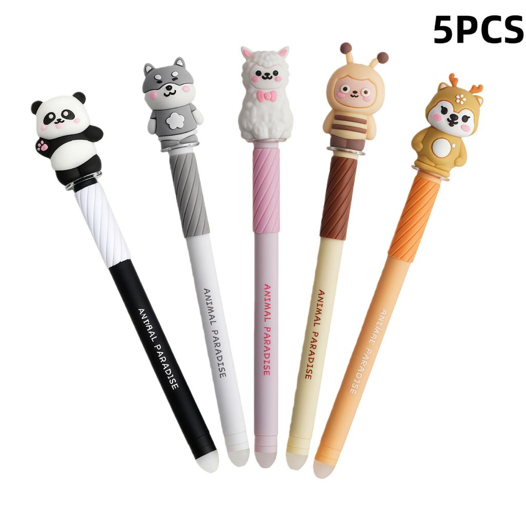 Novel Erasable Cartoon Cap Pen with Stickers: Stationery Set