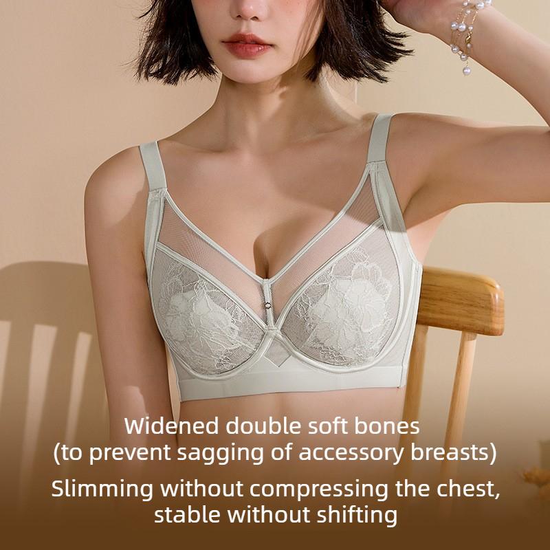 Lace Bra That Makes Large Breasts Appear Smaller with Soft Underwire To Support and Prevent Sagging