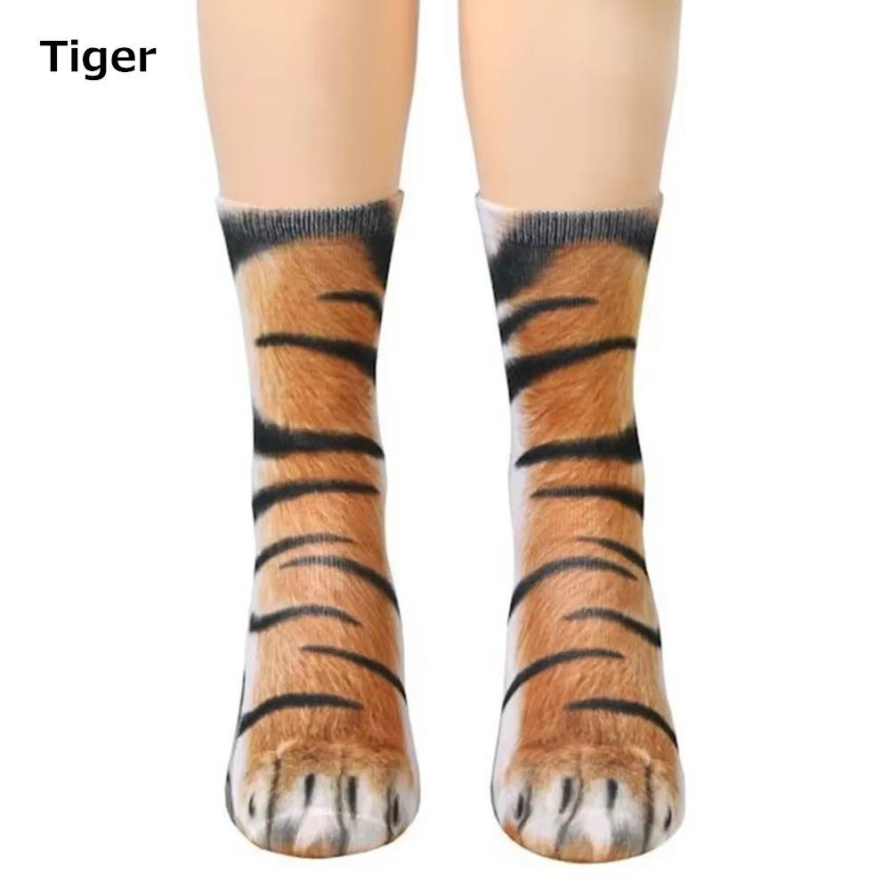 Unisex Adult Cat Dog Dinosaur Tiger Paw Socks Thicken Thermal Calf Socks Fashion Novelty Stocking