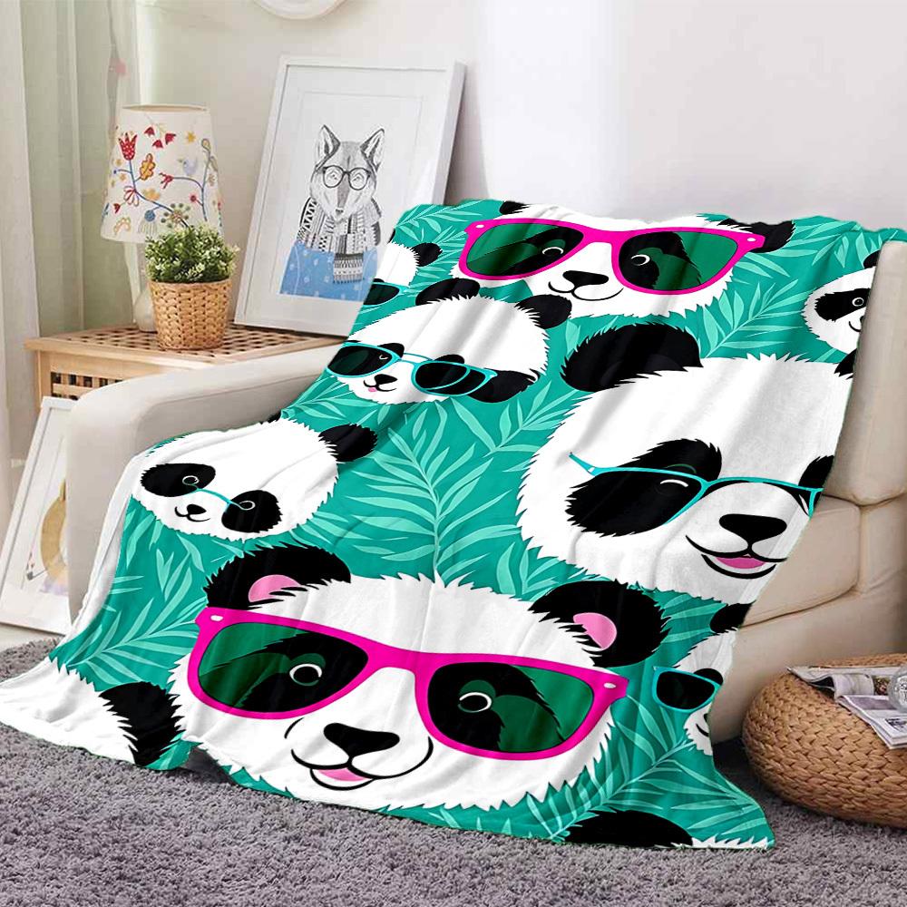 1pc Panda, Sunglasses Blanket Warm, Cozy, And Soft, Suitable for Sofas, Beds, Cars, And Office Use.Perfect for Camping And Travel, Making It a Great G