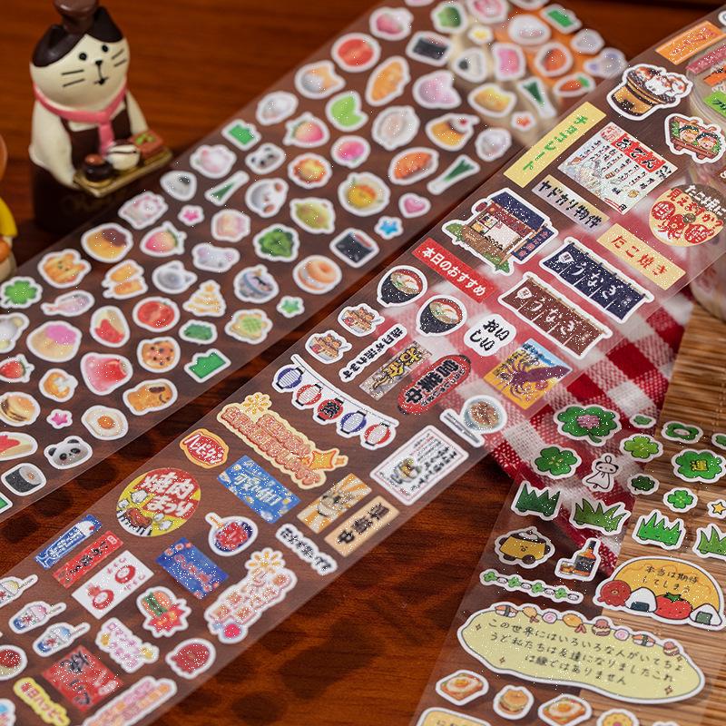 Retro Style Graffiti Fashioned Die-Cut Tape Scrapbooking Tape Sticker Stationery Supplies Diy Phone Case Handbook Decoration