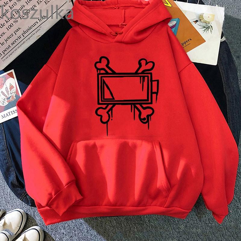 Unisex Hooded Sweatshirt With Animal Bone Print Loose Fit Long Sleeve Fall Winter Casual Top