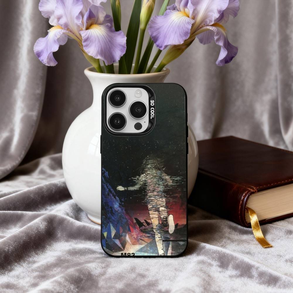 Electric Rock M-M83 Band Phone Case For iPhone17,16,15,14,13,12,11 Plus,Pro Max Candy Silver Plated Inside Cover