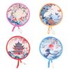 Japanese Oil Painting Portable Cooling Fan Polyester Round Handheld Fan  Campus Travel