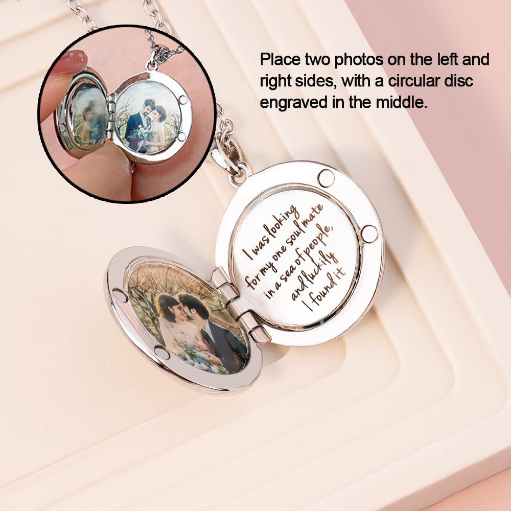 Персонализированное Медальон Ожерелье На заказ Фото Ожерелье Гравировка Нержавеющая Сталь Фото Ожерелье Держатель Фото Подвеска Ожерелье Silver