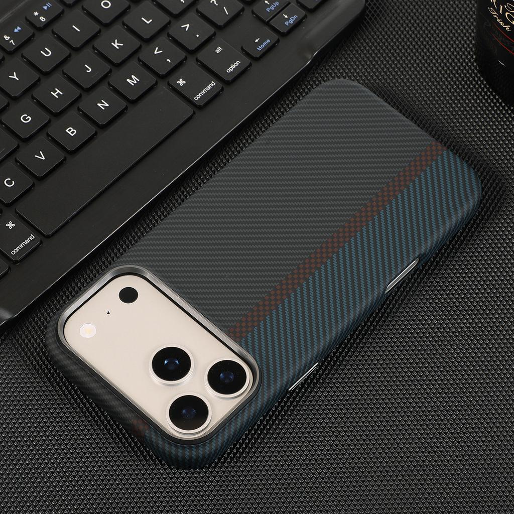 Kevlar Carbon Fiber Texture Magnetic Wireless Charger Phone Case for IPhone 18 Pro Max 17 16 15 14 13 12Pro 11 Air Shockproof Protection Cover