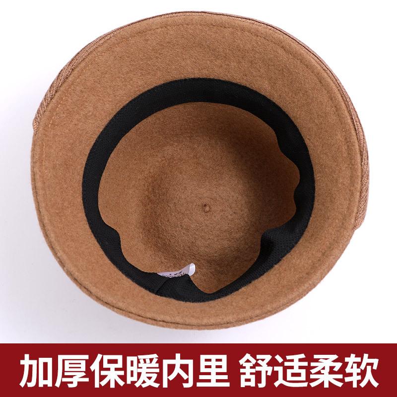 Wool hat women's autumn and winter versatile basin hat Australian wool retro elegant top hat rolled brim bucket hat