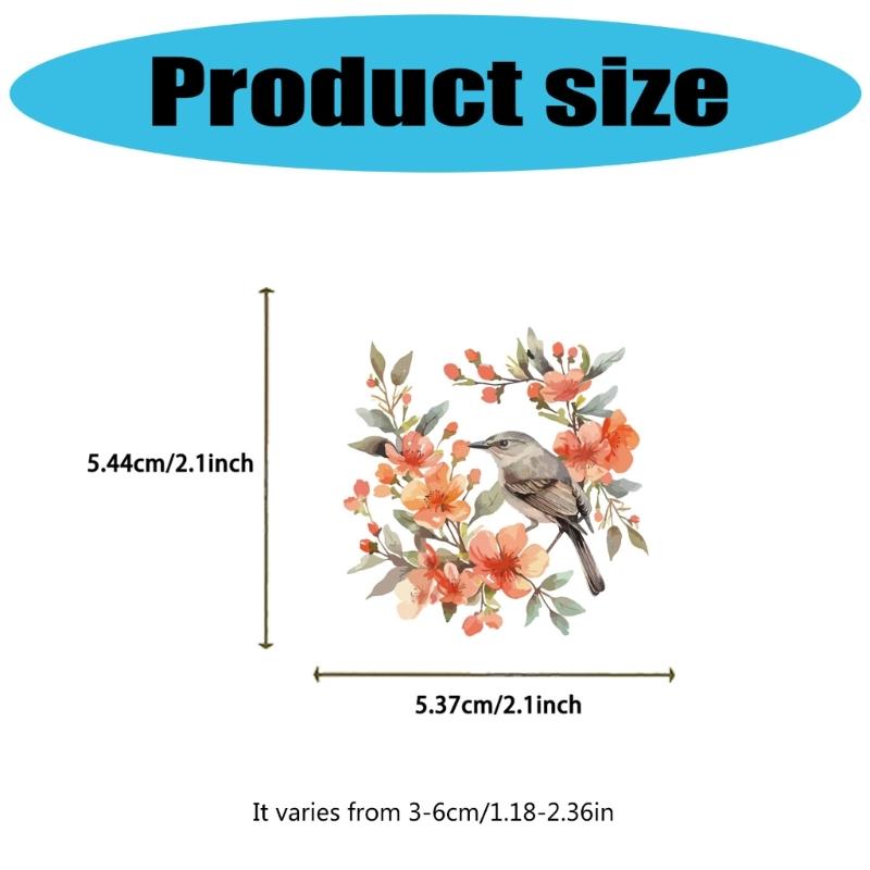 50 Sheets Decorative Sticker Bottle Sticker Reward Sticker Watercolor Bird Graffiti Sticker Decorative Label Sticker