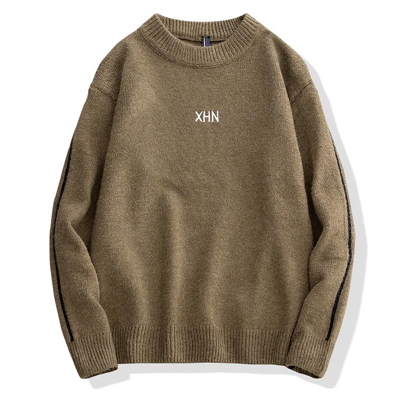 Winter Men 'S Round Neck Thicken Sweater Loose Knitwear Sweater Warm Bottoming Shirt 