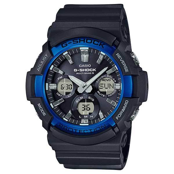 Casio G-SHOCK Blue Bezel Radio-Controlled Solar GAW-100B-1A2JF With Tags Low