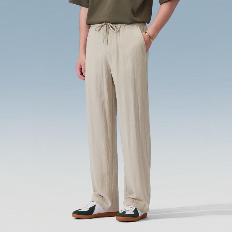 Judger 2026 Summer Linen Tencel Elastic Waist Casual Pants
