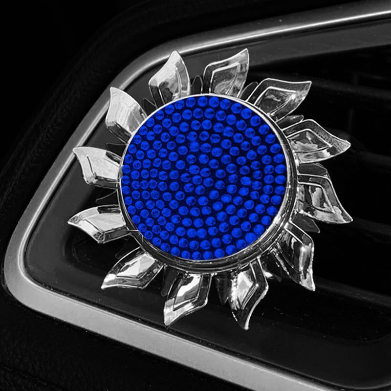 Car Air Freshener Spinning Car Vent Clip Fragrance Diffuser Bling Diamonds Stying Fan Shape Auto Decor Interior Accessories