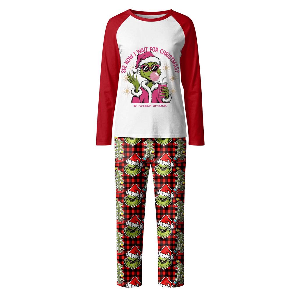 Familie Matchende Trykksett Pyjamas Loungewear Antrekk Familie Matchende Langermet Topp+Bukse Sett