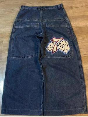 Embroidered Baggy Jeans Y2K Clothes Men Women Harajuku Hip Hop Embroidered Vintage Blue Baggy Jeans Low Rise Wide Leg Pants