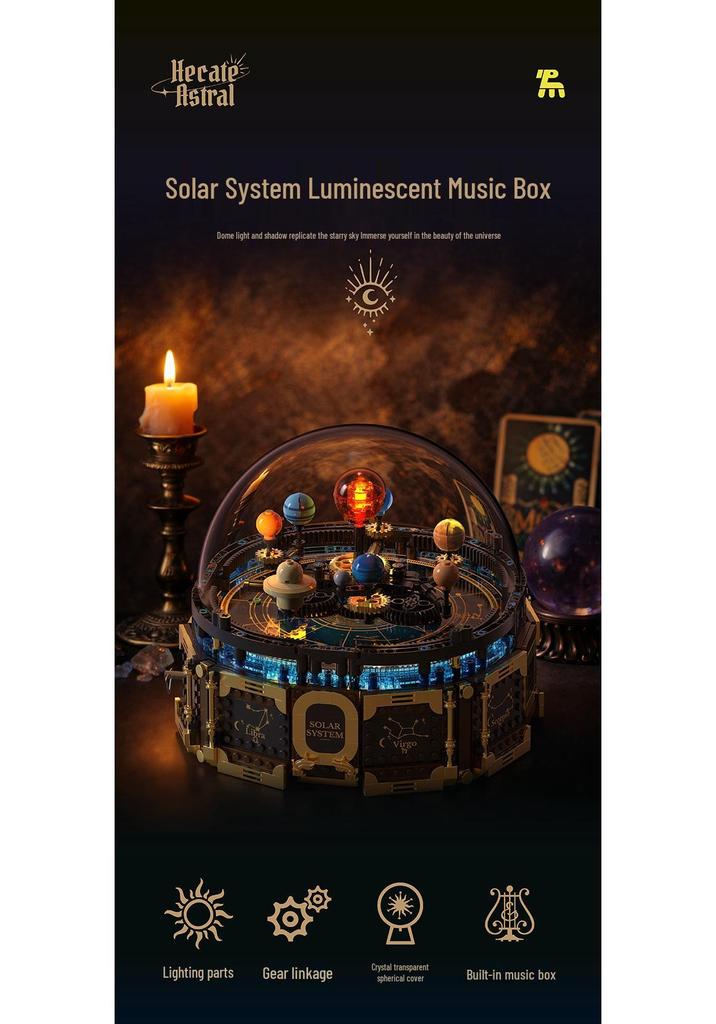Luminous Solar System Music Box Educational Building Blocks Puzzle Toy