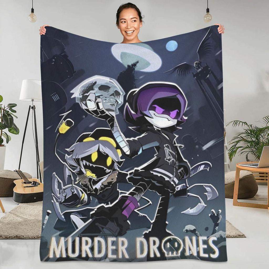 Soft Warm Blanket Camping Robot Murder Drones Anime Movie Bedding Throws Uzi Flannel Bedspread For Living Room Sofa Bed Cover