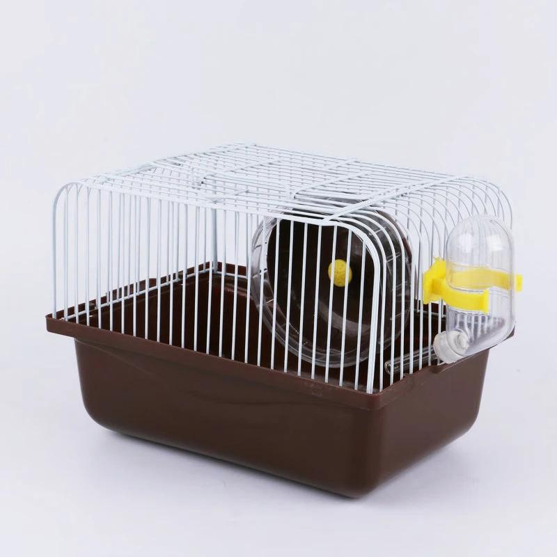 Pet Hamster Cage with Running Wheel Water Bottle Food Portable Carrier House Mice Home Habitat for Going Out, Traveling (Pink)
