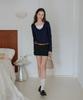 Letter From Moon Striped Layered Skirt Pants (Black)
